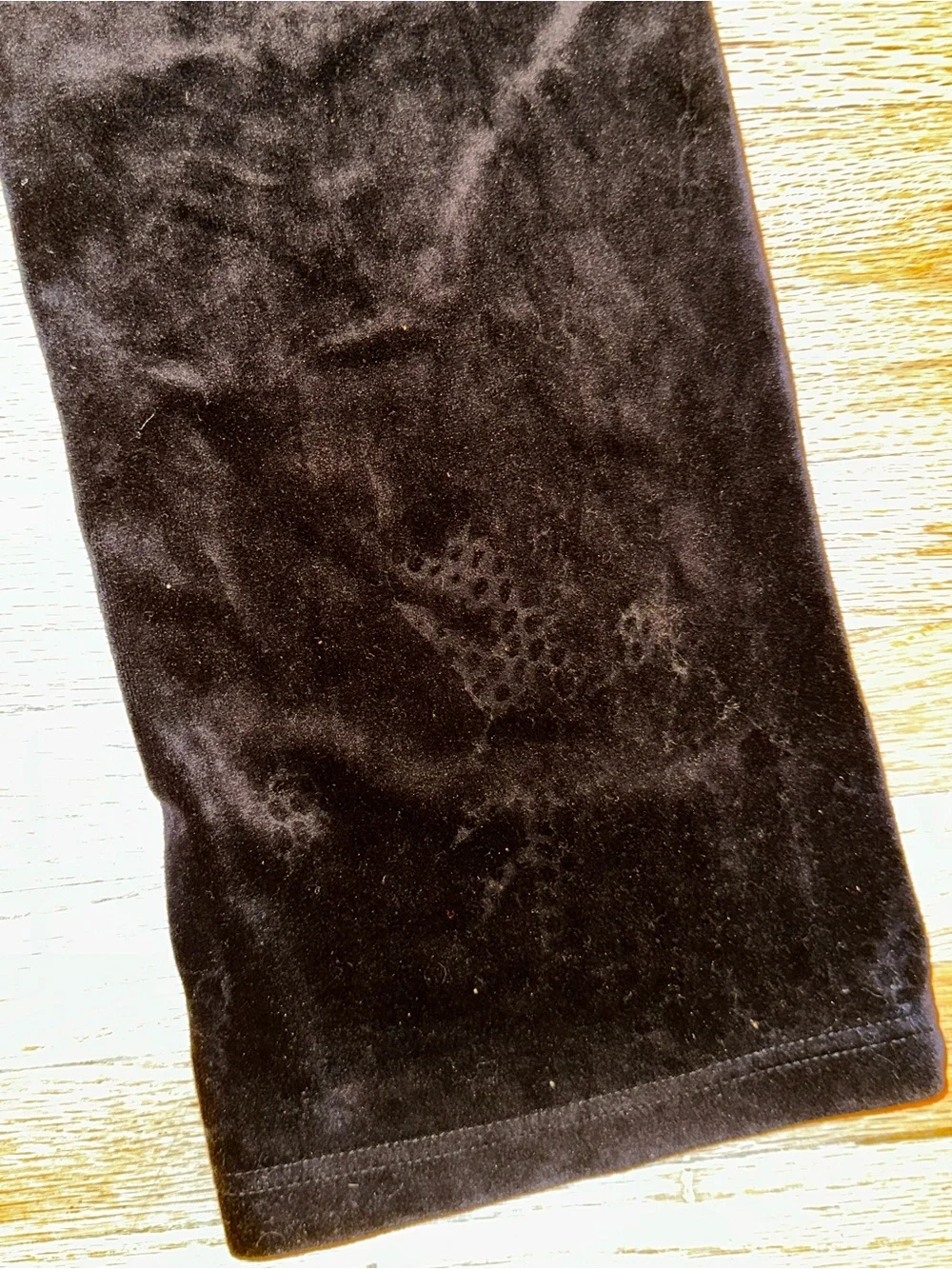 Y2K Distressed Juicy Couture Black Rhinestone Velour Pants - Picture 7 of 10